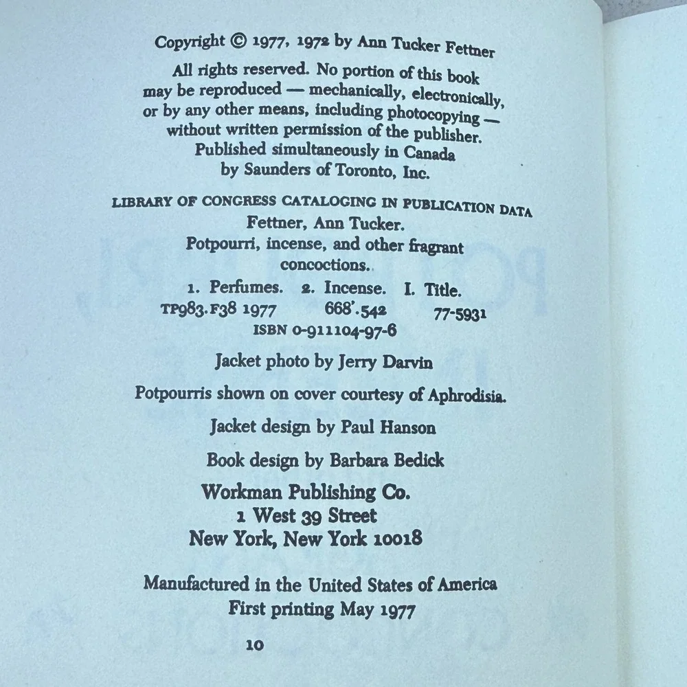 Potpourri Incense Fragrant Concoctions Recipes Toilet Waters‎ Sachets 1977